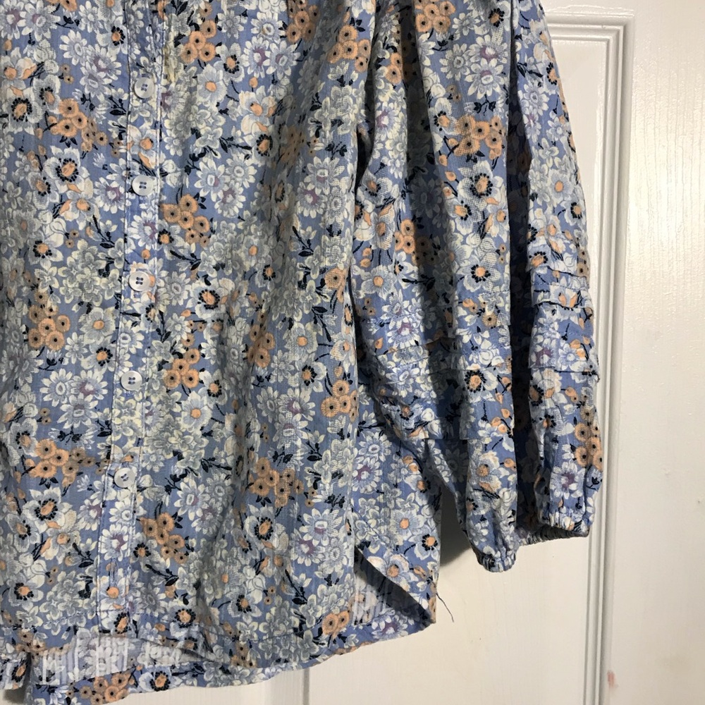 Free People Floral Blue Button-Up Women's Top XS - Picture 3 of 6